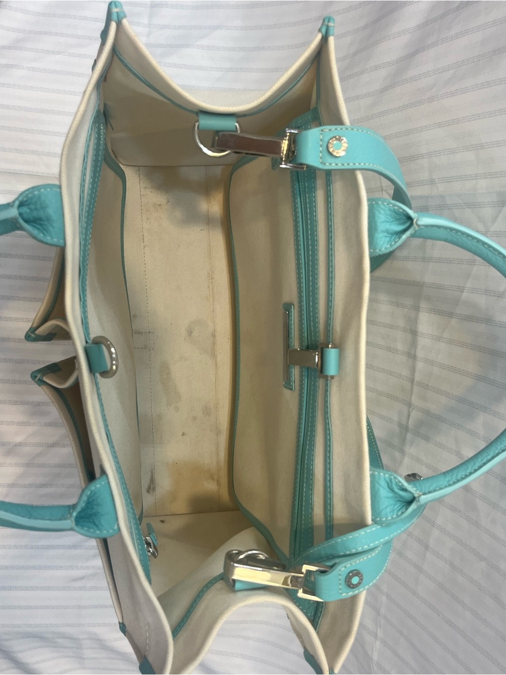 Tiffany & Co. Jitney Cream Canvas Tote with Shoulder Strap - Picture 10 of 14